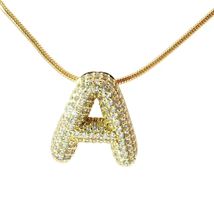Letter A in yellow gold